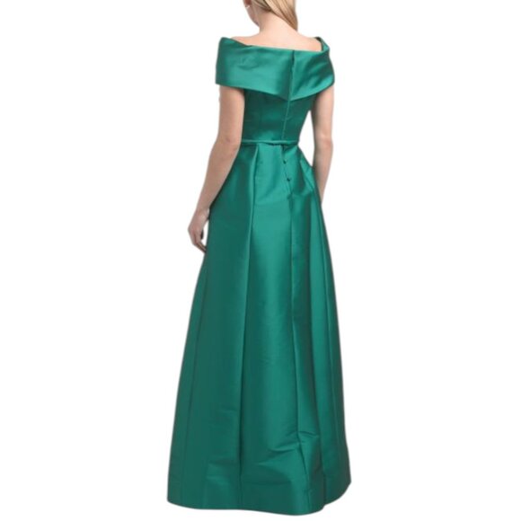 TERI JON Mikado Stretch Off The Shoulder Twist Full Skirt Gown - Picture 2 of 4